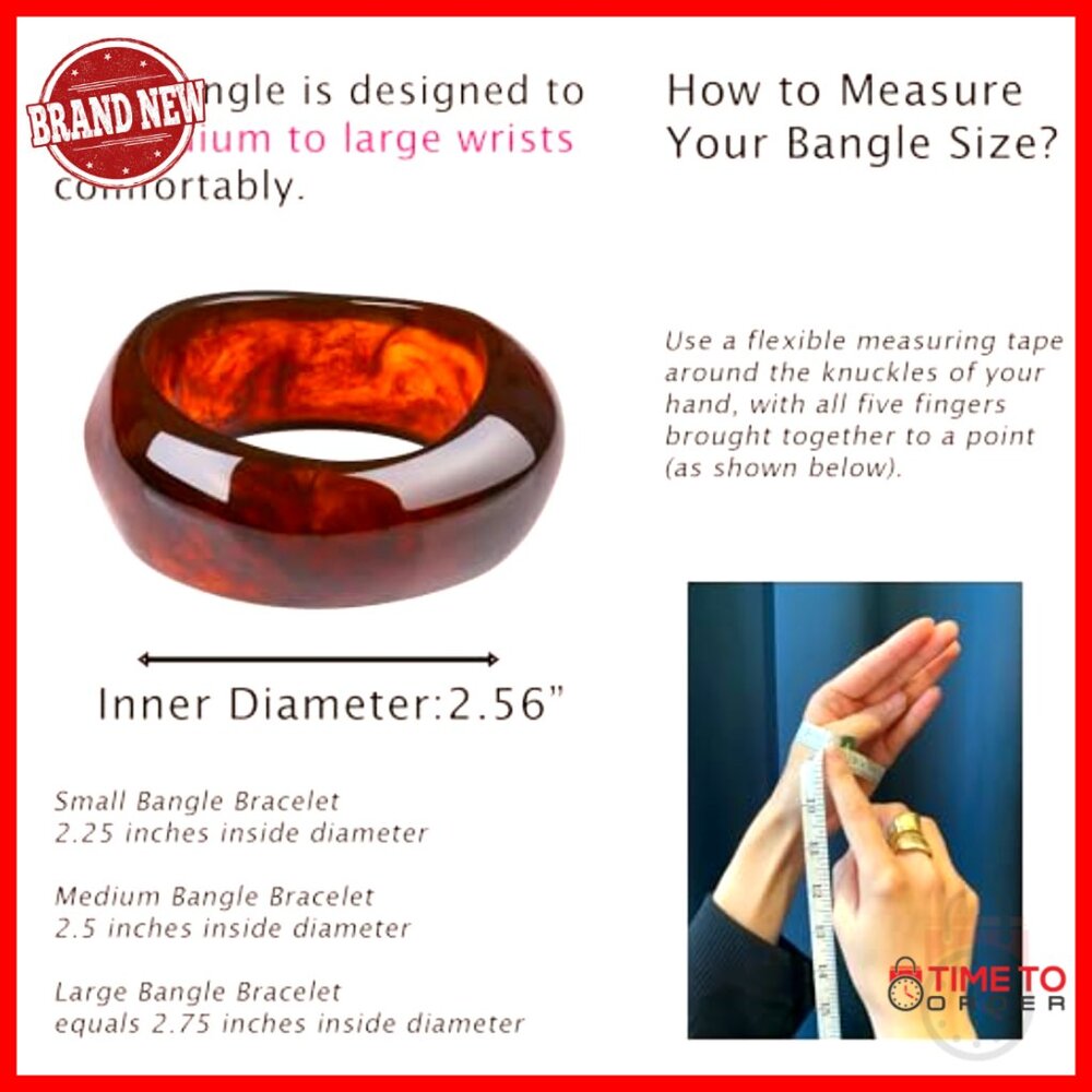 Resin Chunky Bangle Bracelets Set, Stackable Wide… - image 5